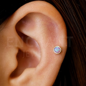 18G/16G Purple Opal Internally Threaded Labret • Flat Back Earring • Tragus Stud • Helix Stud • Cartilage Stud • Nose Stud