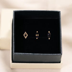 Schwarzer Onyx Sterling Silber Knorpel Ohrring Set (3er Set)