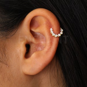20G/18G/16G Seamless Diamond Gold Helix Clicker Cartilage Gold Hoop Earrings • septum hoop • daith hoops • gold cartilage hoop