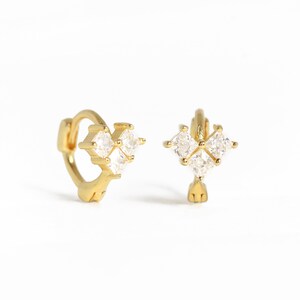 Boucle d'oreille cartilage cartilage diamant 18G • Boucle d'oreille hélix supérieure CZ • Boucles d'oreilles lobe • Boucles d'oreilles tragus • empilement d'oreilles • Boucles d'oreilles minimalistes