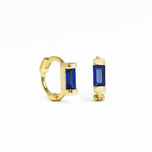 18G Saphir Knorpel Ohrring im Baguetteschliff • Oberer Helixohrring • Unterer Lappen-Creolen • Ear Stack • minimalistische Ohrringe