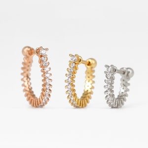 Boucles d'oreilles en or 20G/18G/16G avec barrettes droites et cartilage • Argent sterling 925 • Créoles en tragus • Créole en cartilage en or