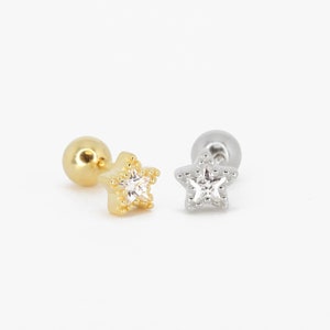 20G sierlijke sterkraakbeenoorbel • gouden schelpoorbel • tragus • helix • kraakbeenpiercing • steroorbellen • minimalistische sieraden