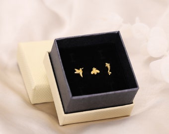 Dainty Animal Flat Back Earring Set • set of 3 • cartilage earrings • helix stud • gift for her