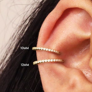 20G/18G/16G Seamless Gold Conch Clicker Paved Cartilage Gold Hoop Earrings 925 sterling silver tragus helix hoops gold cartilage hoop image 7