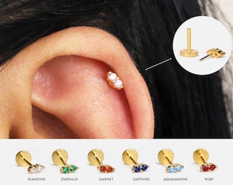 Sterlingzilveren kleine labret-stekker • Tragus, helix, schelpoorbel