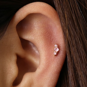 18G/16G Pink Climber Internally Threaded Flatback Labret • Flat Back Earring • Tragus Stud • Flat Back Stud • Helix Stud
