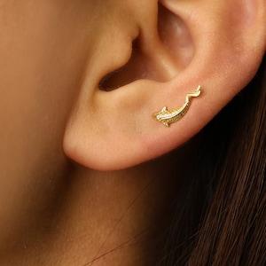 18G/16G Koi Gold Labret Cartilage Studs goldfish tragus stud conch earring helix cartilage piercing minimalist FLAT BACK image 7