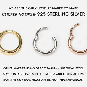 20G/18G/16G Seamless Hinged Clicker Hoops Cartilage Clicker Gold Hoop Earrings 925 sterling silver tragus helix hoops seamless hoops image 5