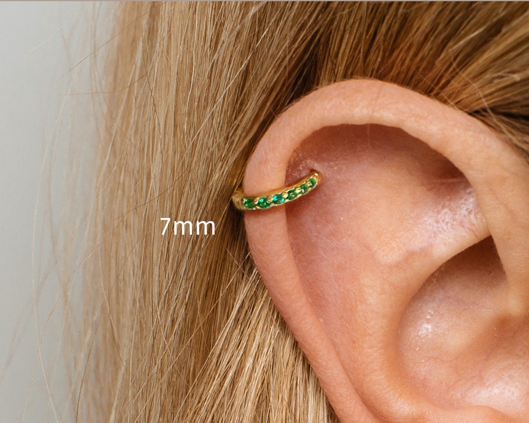 18G Emerald Paved Cartilage Hoop Earring Tragus Earrings - Etsy Australia