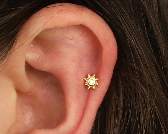 20G Tiny Sun Labret Flat Back Stud Solid 925 Sterling Silver - Etsy Canada