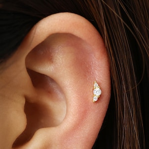 Labret à dos plat Diamond Climber 18 g/16 g à filetage interne • Boucle d'oreille à dos plat • Clou tragus • Clou à l'arrière plat • Clou hélicoïdal