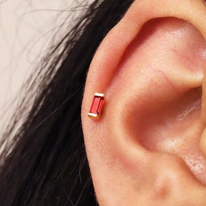 18G/16G Ruby Dainty Labret Cartilage Studs • tragus stud • conch earring • helix • cartilage piercing • minimalist • FLAT BACK