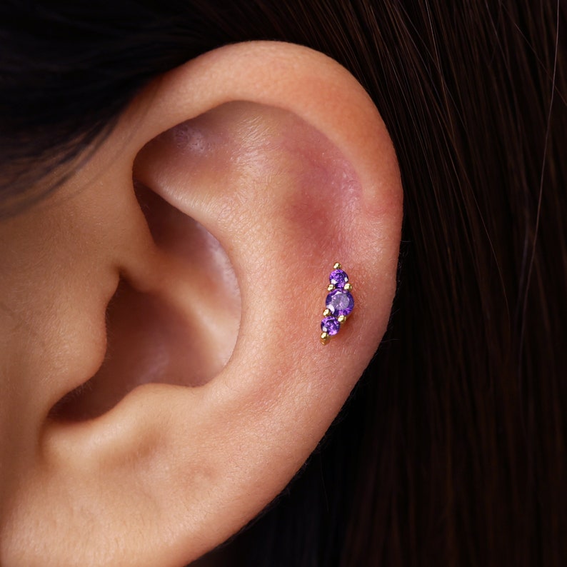18G/16G Climber Labret Cartilage Stud Earring tragus stud conch earring helix cartilage piercing minimalist FLAT BACK image 3
