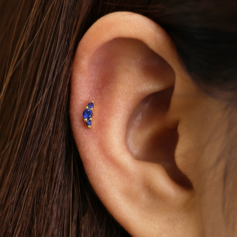 18G/16G Climber Labret Cartilage Stud Earring tragus stud conch earring helix cartilage piercing minimalist FLAT BACK image 7