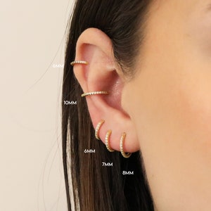 20G/18G/16G Seamless Gold Conch Clicker Paved Cartilage Gold Hoop Earrings 925 sterling silver tragus helix hoops gold cartilage hoop image 3