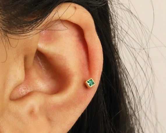 Emerald tragus earring deals