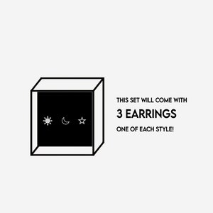 Celestial Charm Flat Back Earring Set set of 3 cartilage earrings helix stud gift for her image 2