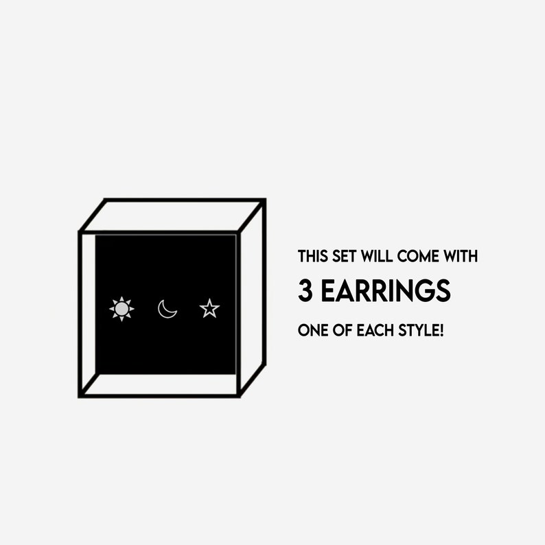 Celestial Charm Flat Back Earring Set set of 3 cartilage earrings helix stud gift for her image 2