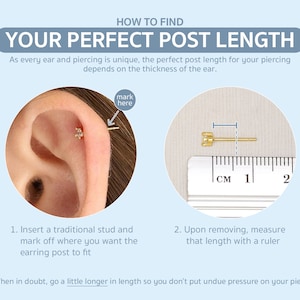 18G/16G Dainty CZ Moon Internally Threaded Labret Flat Back Earring Tragus Stud Helix Stud Cartilage Stud image 3