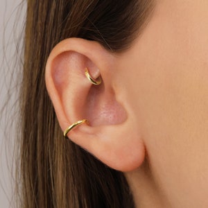 20G/18G/16G Seamless Hinged Clicker Hoops Cartilage Clicker Gold Hoop Earrings 925 sterling silver tragus helix hoops seamless hoops image 4