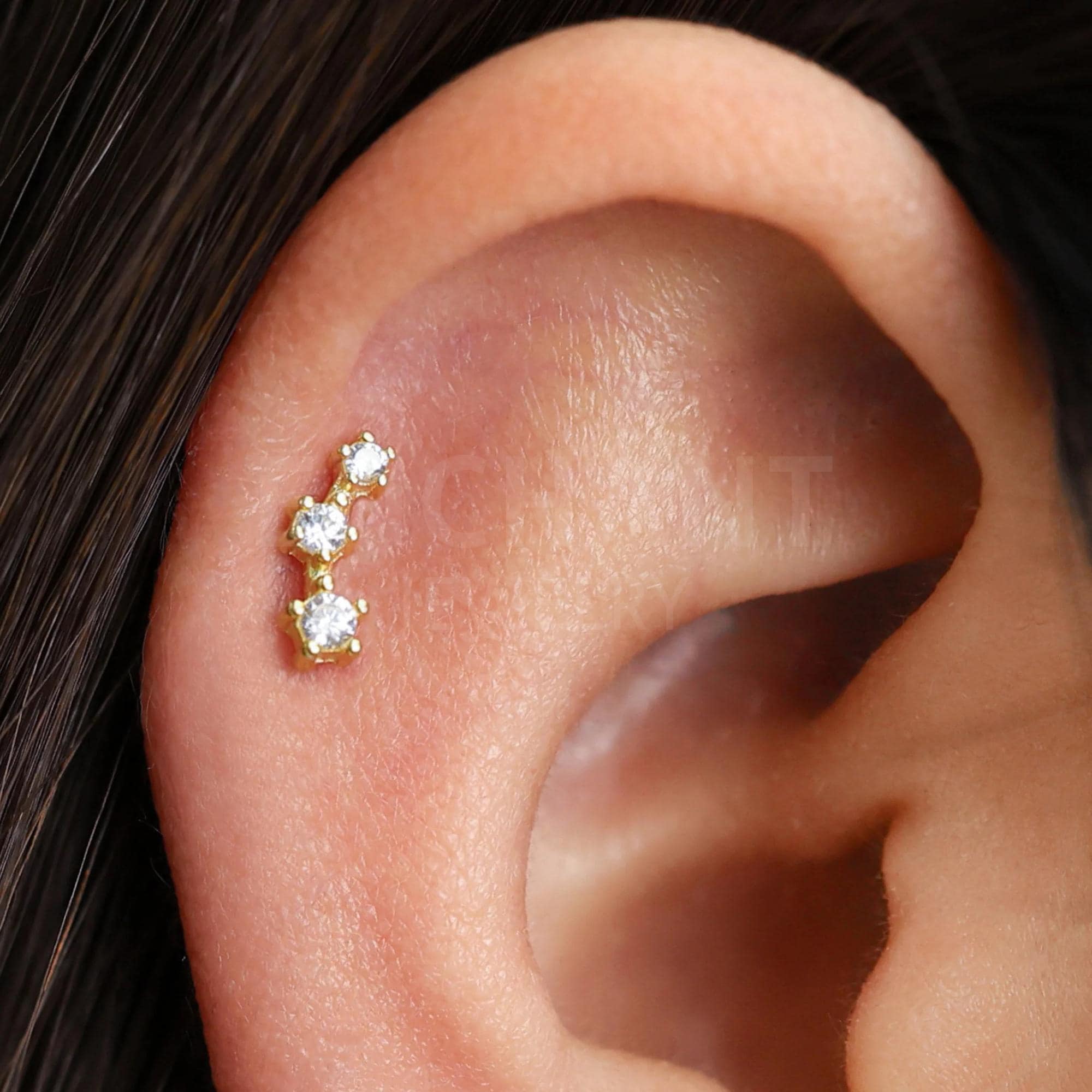18G/16G Tiny Gold Climber Cartilage Earring • tragus stud • conch earring • tragus • helix • cartilage piercing • minimalist • FLAT BACK