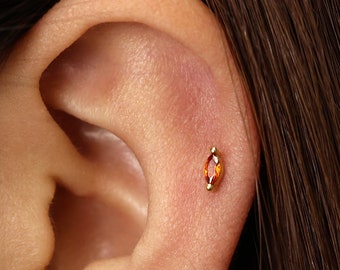 Garnet Marquise Flatback Labret • 18G/16G Internally Threaded Tragus Earring
