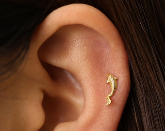 Koi Fish Labret • 18K Gold Plated Sterling Silver Flat Back Stud