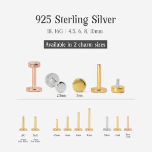 May include: A set of 925 sterling silver ear studs in rose gold, silver, and gold. The studs are available in 4.5mm, 6mm, 8mm, and 10mm sizes. The studs are also available in 18 gauge and 16 gauge.