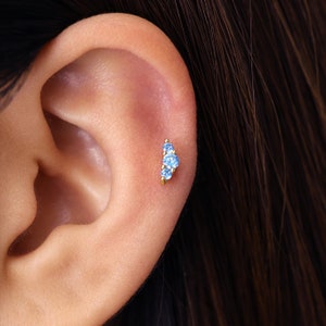 18G/16G Climber Labret Cartilage Stud Earring tragus stud conch earring helix cartilage piercing minimalist FLAT BACK image 6