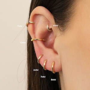 20G/18G/16G Seamless Hinged Clicker Hoops Cartilage Clicker Gold Hoop Earrings 925 sterling silver tragus helix hoops seamless hoops image 3