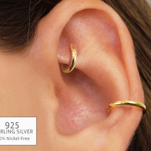 20G/18G/16G Seamless Hinged Clicker Hoops • Cartilage Clicker Gold Hoop Earrings • 925 sterling silver • tragus helix hoops • seamless hoops