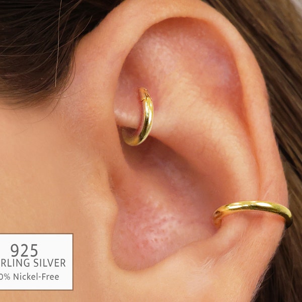 20G/18G/16G Seamless Hinged Clicker Hoops • Cartilage Clicker Gold Hoop Earrings • 925 sterling silver • tragus helix hoops • seamless hoops