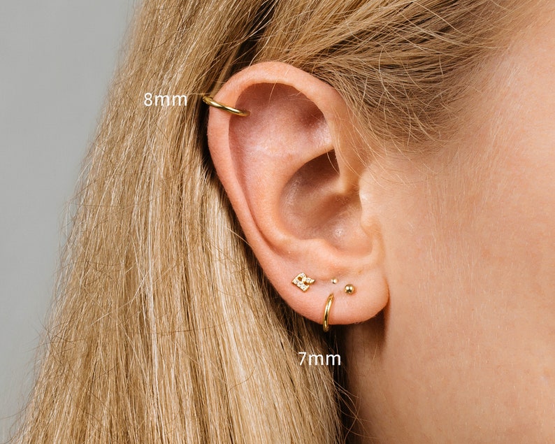 18G Thin Gold Conch Hoop Cartilage Hoop Earring Tragus Etsy