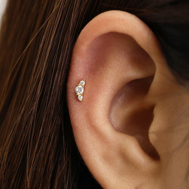 18G/16G Climber Labret Cartilage Stud Earring tragus stud conch earring helix cartilage piercing minimalist FLAT BACK image 5
