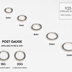 20G/18G/16G Seamless Gold Conch Clicker Paved Cartilage Gold Hoop Earrings 925 sterling silver tragus helix hoops gold cartilage hoop image 8