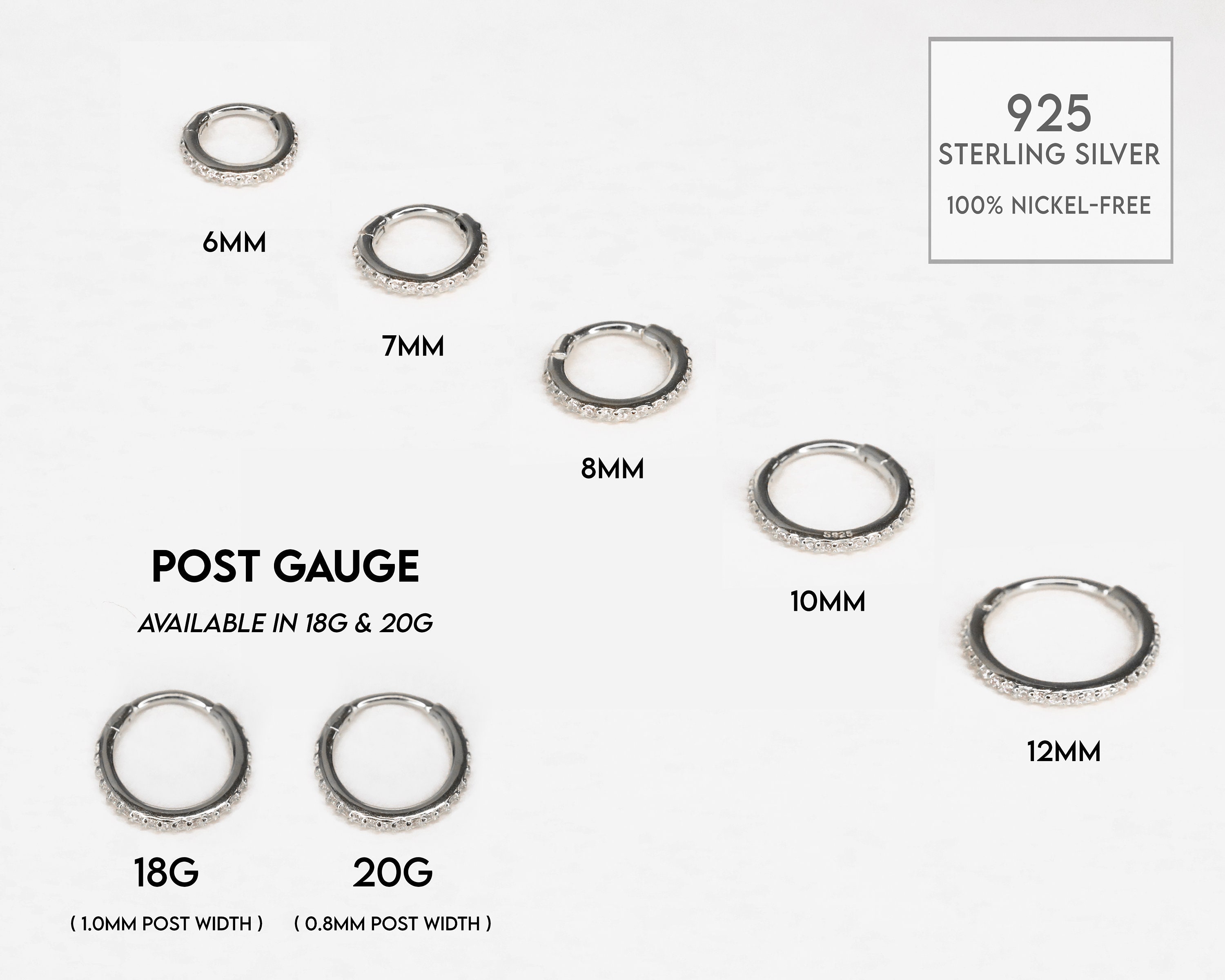 20G/18G/16G Seamless Gold Conch Clicker Paved Cartilage Gold Hoop Earrings • 925 sterling silver • tragus helix hoops • gold cartilage hoop