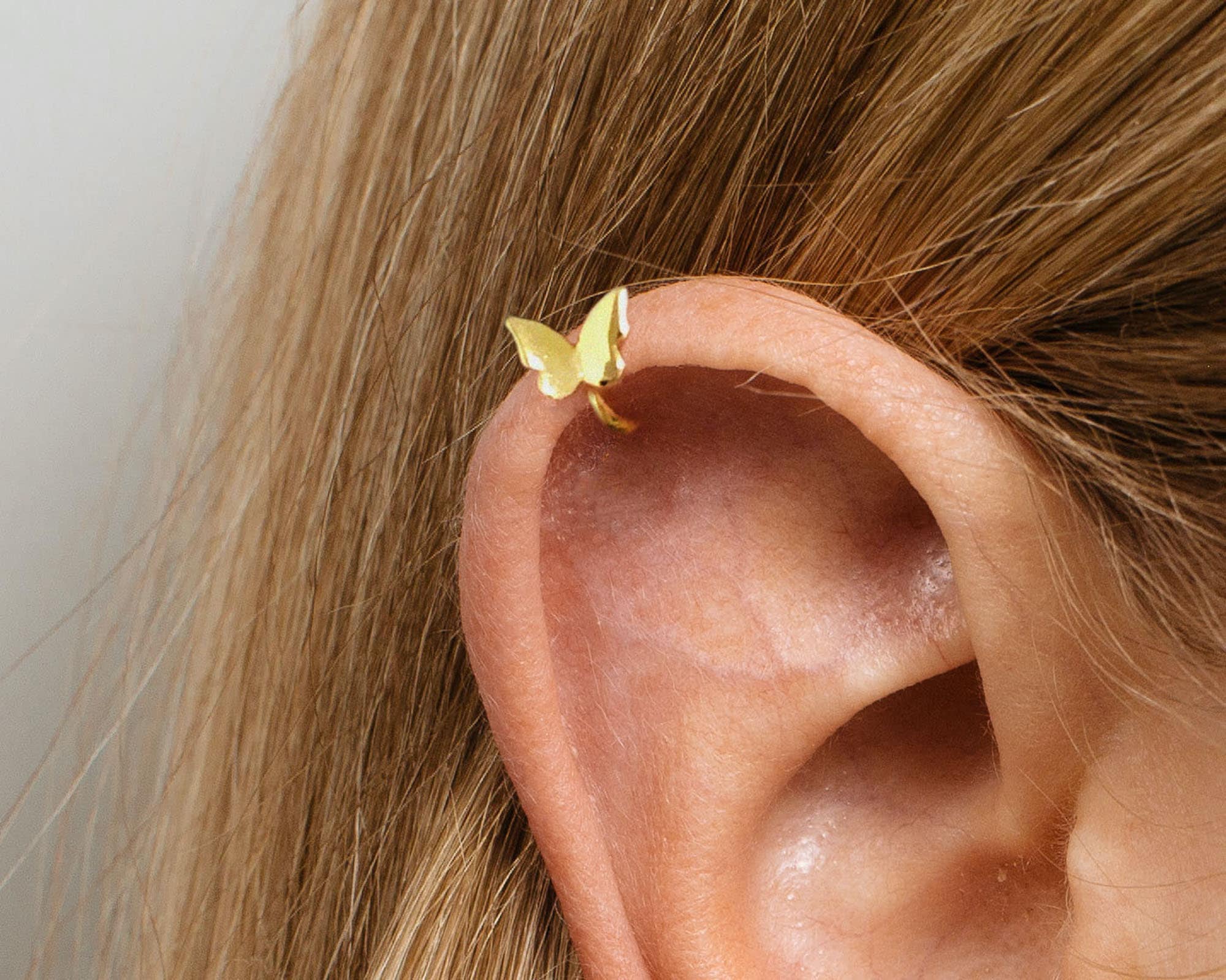18G Butterfly Cartilage Hoop Earring • butterfly upper helix earring • ear stack • minimalist earrings