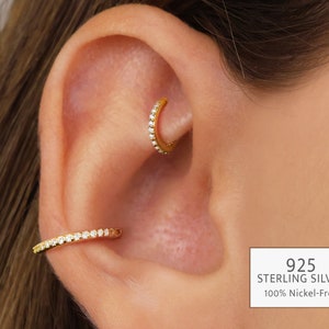 20G/18G/16G Nahtlose Gold Conch Clicker Befestigte Knorpel Creolen 925 Sterling Silber Tragus Helix Creolen Gold Knorpel Creolen Bild 1