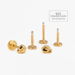 18G/16G Tiny Ladybug Labret Flat Back • Solid 925 Sterling Silver • Lady Bug Tragus Stud • Flat Back Labret • Helix • Conch • Labret