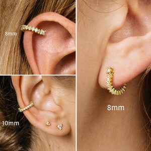 18 G/16G gouden set Huggie-oorbellen • Sterlingzilveren oorbellen • Kraakbeenring • Gouden conch-ring • Pave ring-ringen • Alledaagse oorbellen