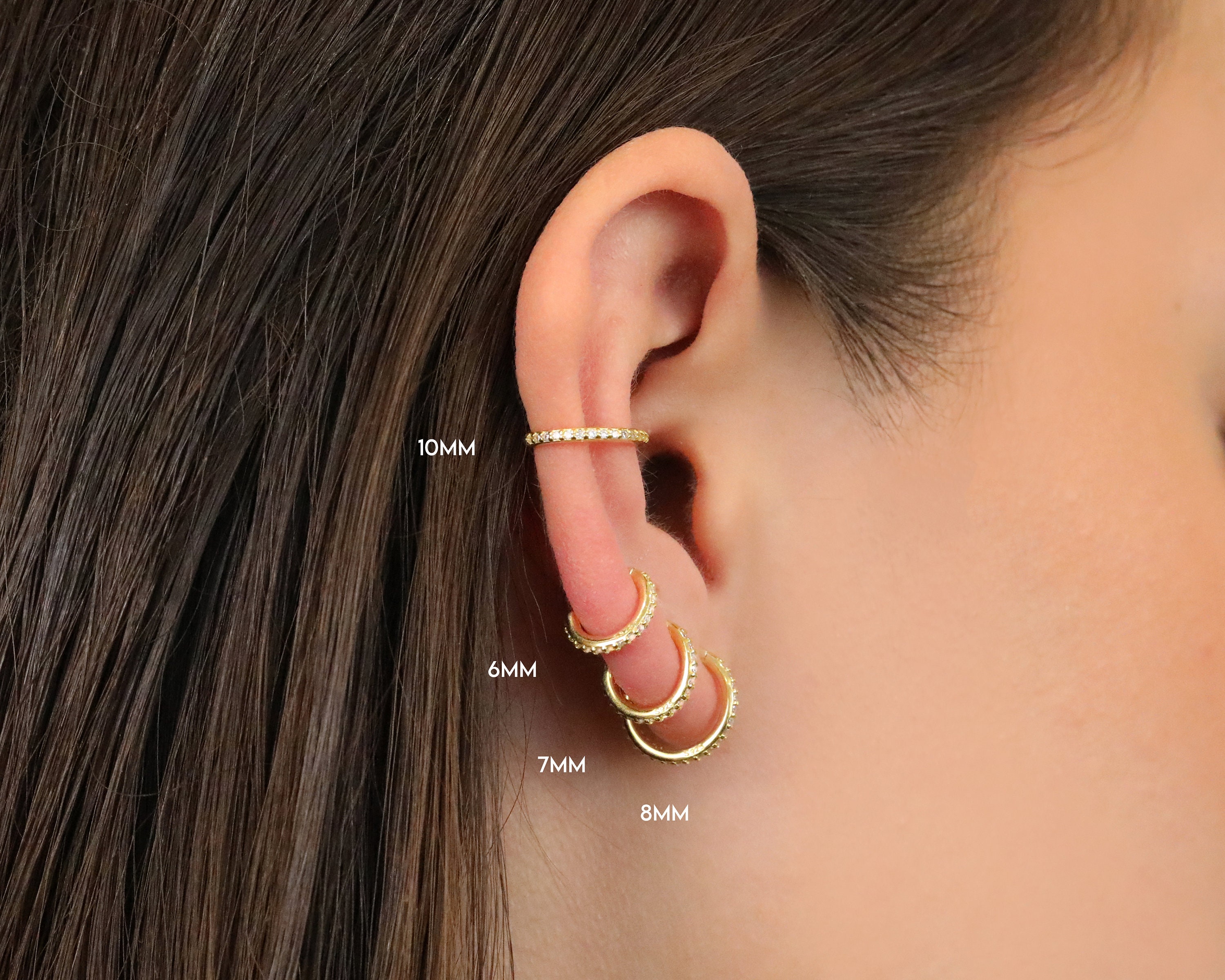 20G/18G/16G Seamless Gold Conch Clicker Paved Cartilage Gold Hoop Earrings • 925 sterling silver • tragus helix hoops • gold cartilage hoop