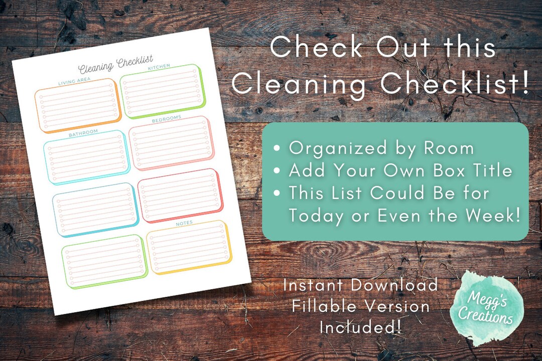 Cleaning Checklist, Printable and Fillable Room by Room - Etsy