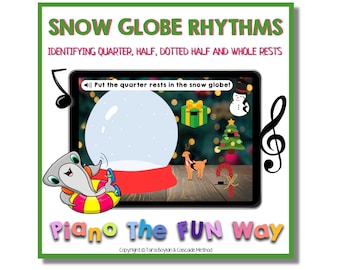 Boom Cards:  Snow Globe Rhythms - Rests (Teaching Piano Students Terms of the Grand Staff, Piano Lessons, Piano teacher, Online Learning)