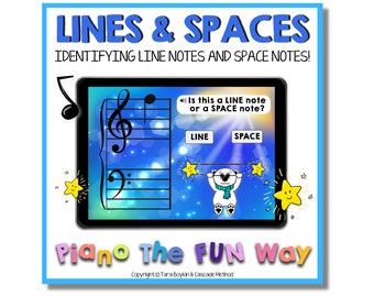 Boom Cards Lines & Spaces on the Grand Staff, ideal für Online-Lernen, persönlichen und Online-Klavierunterricht, Klavierlehrer, Klavierschüler