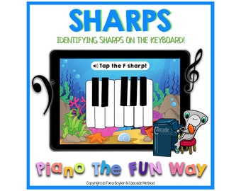 Boom Cards: Sharps - Identifizieren von Sharps auf der Tastatur (Unterrichten von Klavierschülern, Grand Staff, Klavierunterricht, Klavierlehrer, E-learning)