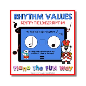 Boom Cards Rhythm Values Identifying Longer Rhythms Piano Theory Online Lessons In Person Fun Games Piano Teacher Beginner Students Lesson