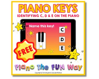 Boom Cards: Star Piano Keys C-D-E (Free)