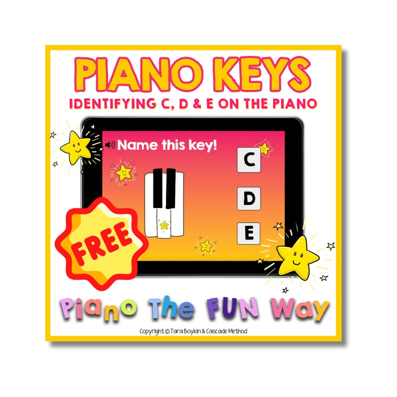 Boom Cards: Star Piano Keys C-D-E Free image 1