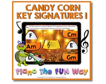 Boom Cards: Candy Corn Flat Key Signatures Level 1 (Treble)
